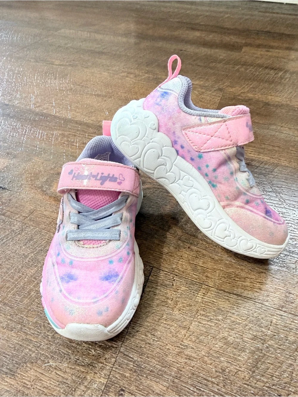 Skechers Pink Pastel Heart Light-Up Kids Sneakers